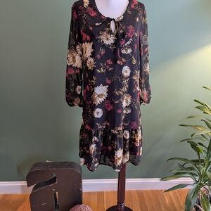 Rose & Olive Black Floral Long Sleeve Dress